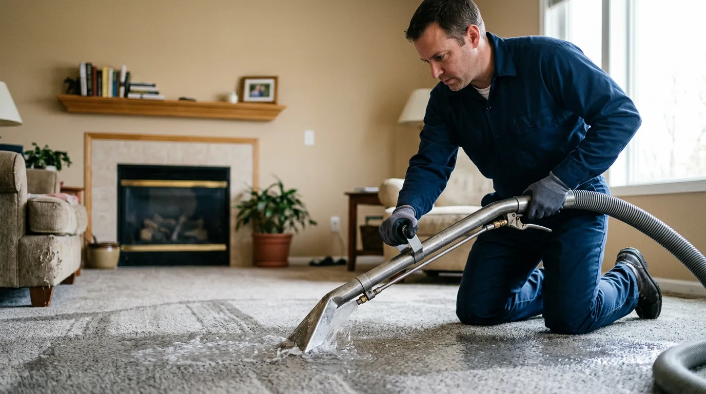 Water damage restoration technician working near Moorland, IA